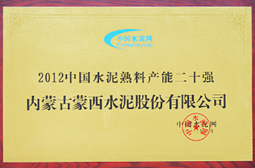 2012中国水泥熟料产能二十强